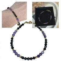 BRANSOLETKA DAMSKA TURMALIN AMETYST OCHRONA I RÓWNOWAGA PREZENT