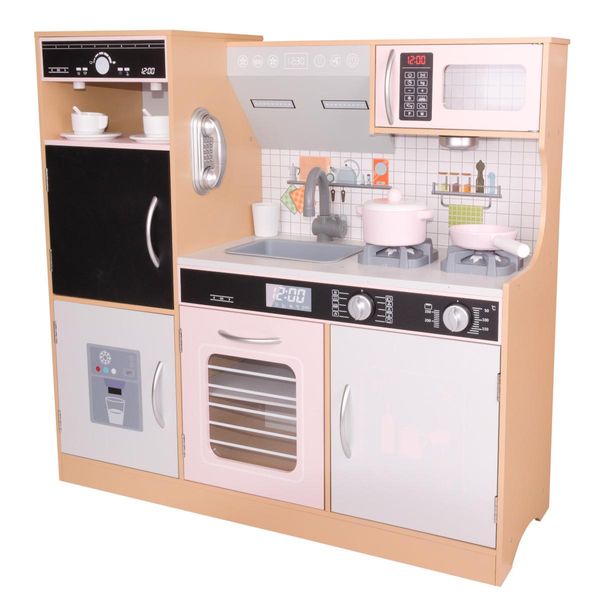 KUCHNIA DREWNIANA DLA DZIECI PODŚWIETLANE PALNIKI LAMPKA LED 87x30x83,5CM WOODEN zdjęcie 7