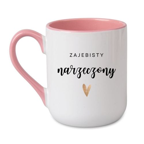 KUBEK "ZAJEBISTY NARZECZONY" Wzór - Elegant Coffee Różowy 330 ml na Arena.pl