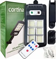 LAMPA SOLARNA CZUJNIK RUCHU PILOT IP65 120 DIOD LED 3 TRYBY ŚWIECENIA MOCNA