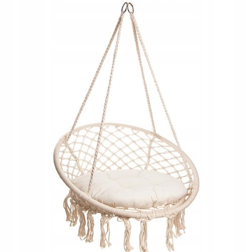 Huśtawka wisząca pleciona BOHO Ecru + Poduszka na Arena.pl