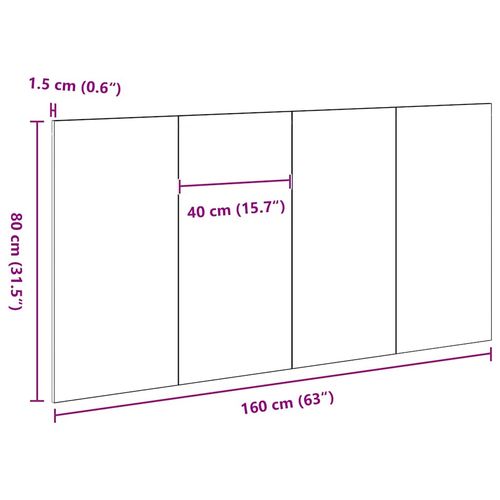 Zagłówek Czarny dąb 160 x 1,5 x 80 cm Materiał drewnopochodny na Arena.pl