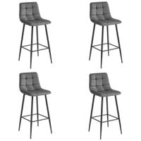 Hoker krzesło ARCETO ciemnoszary welur barowy do kuchni 4 sztuki