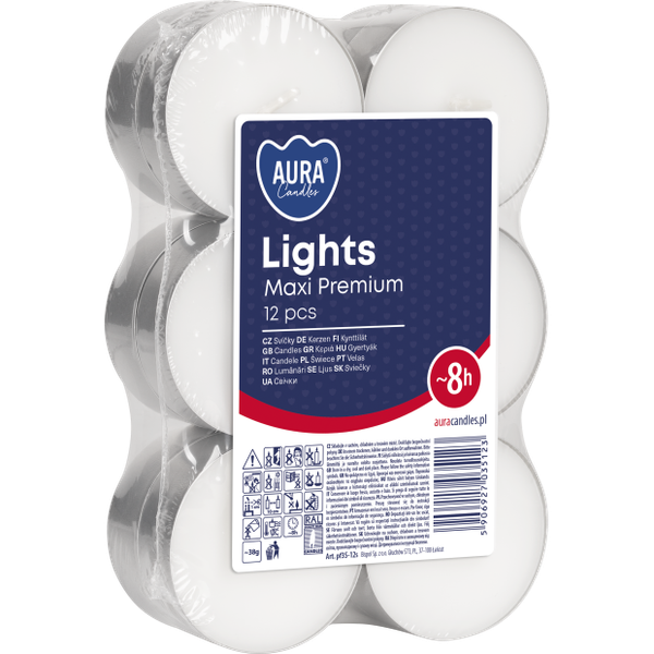 Świece Bispol Maxi Lights 8h 12 sztuk zdjęcie 1