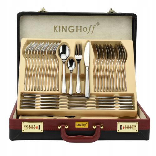 ZESTAW SZTUĆCE KOMPLET WALIZKA SREBRNE 72 KINGHOFF na Arena.pl