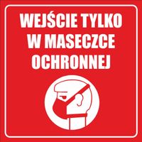NAKLEJKA Informacyjna Wejście maska ochronna