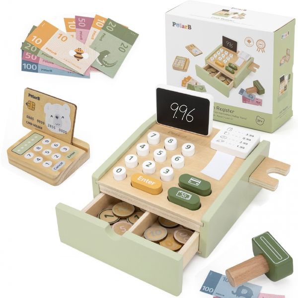 VIGA PolarB Drewniana Kasa Sklepowa Zielona zdjęcie 1