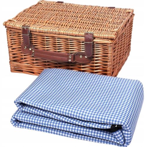 Kosz piknikowy termiczny wiklinowy wyposażenie sztućce talerze 2 osób zesta na Arena.pl
