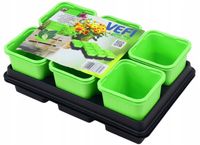VEFI Doniczki produkcyjne 8x8x8cm na tacy 12 szt do wysiewu rozsad