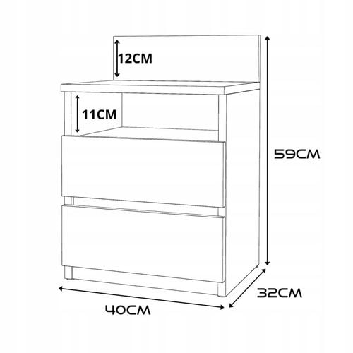 Szafka Nocna Stolik Nocny 40CM Szary Dąb Wotan 2 Szuflady Półka Do na Arena.pl