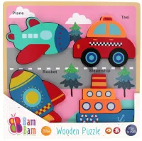 Układanka drewniana, pojazdy