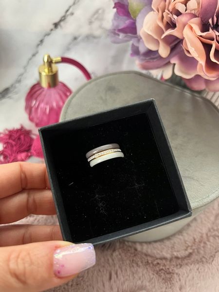 1519 Komplet 3 pierścionków ceramicznych CYRKONIE r 8/18mm sta zdjęcie 2