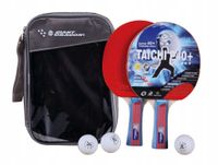 2X ZESTAW PING PONG TENIS RAKIETKI 2x PALETKI 3x PIŁECZKI POKROWIEC DRAGON