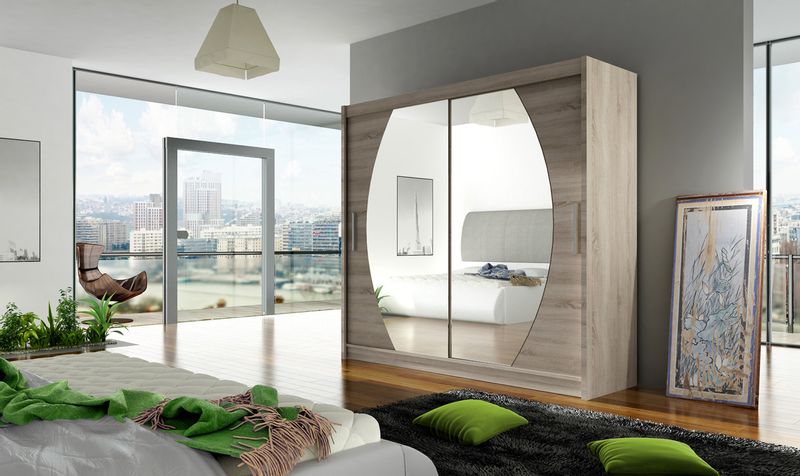 Szafa przesuwna Bega IV z lustrem 180cm - pojemna garderoba - TRUFLA zdjęcie 2