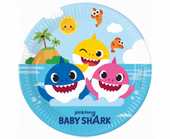 talerzyki papierowe baby shark 23cm 8szt urodziny