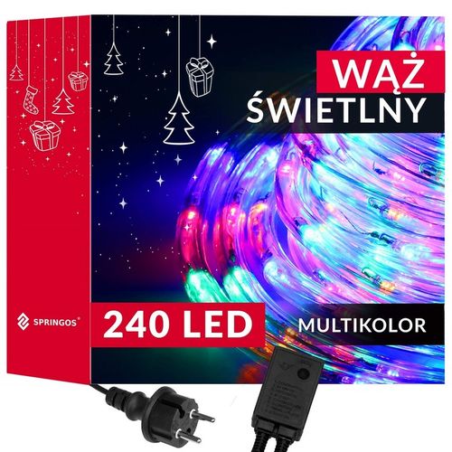WĄŻ ŚWIETLNY ZEWNĘTRZNY 240 LED LAMPKI CHOINKOWE IP44 10m PROGRAMATOR MULTI na Arena.pl