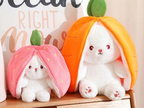 Maskotka Króliczek W TRUSKAWCE RÓŻOWY KRÓLIK ZAJĄC PLUSZAK MIŚ 2w1 40cm na Arena.pl