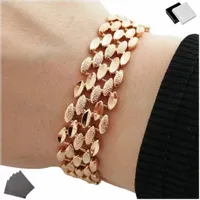 ELEGANCKA ZŁOTA BRANSOLETKA DAMSKA ZE STALI CHIRURGICZNEJ 18K SZEROKA