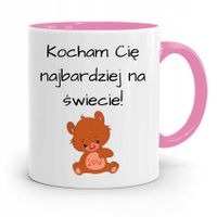 Kubek Różowy Na Walentynki Kocham Cię Z Nadrukiem Ze Zdjęciem