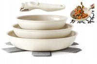 Zestaw Patelni Z Odpinaną Rączką 3X Indukcja Gaz Ceramiczna 20 24 28Cm