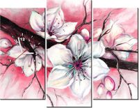 90CM 70 ZEGAR 3 ELEM PĄKI WIŚNI CZERWIENI SCIENNY DRUK