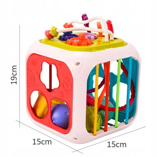 INTERAKTYWNA KOSTKA EDUKACYJNA DLA NIEMOWLĄT SORTER KLOCKI CYMBAŁKI 7w1 PL na Arena.pl