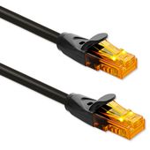 Patchcord Qoltec CAT6 10m, 1Gb/s, czarny, pozłacane RJ-45