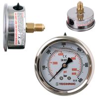 Manometr Glicerynowy Ciśnieniomierz Zegar 63mm 0-600 bar Gwint 1/4” Tylny