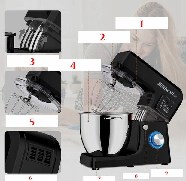 ROBOT KUCHENNY 8w1 PLANETARNY MIKSER 2700W MISA 6,5L DO CIASTA ZBIERAK LCD zdjęcie 12