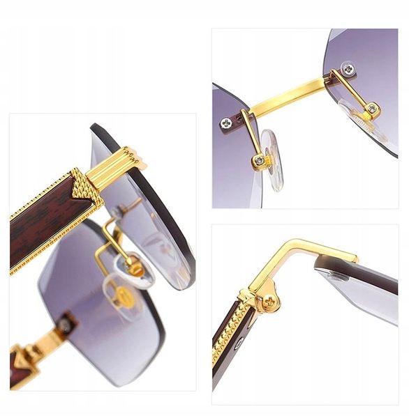 Okulary Przeciwsłoneczne bezramkowe prostokątne Damskie męskie UV400 Brąz zdjęcie 8