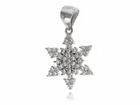 RODOWANY SREBRNY WISIOREK PŁATEK ŚNIEGU ŚNIEŻYNKA BIAŁE CYRKONIE