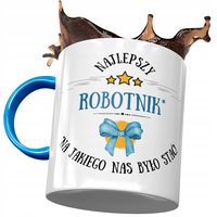 Kubek Błękitny Dla Robotnika Najlepszy Robotnik Z Nadrukiem Ze Zdjęciem