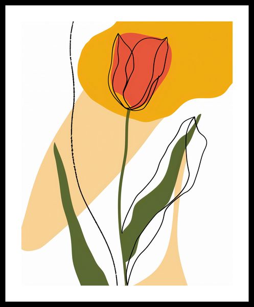 Plakat 40x50cm Przerysowany Tulipan zdjęcie 3