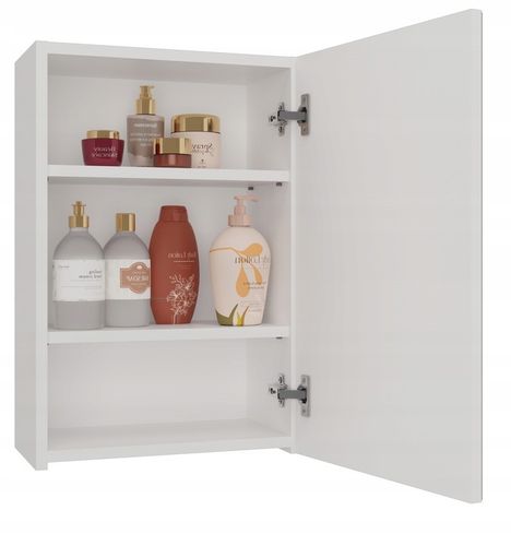 Szafka Wisząca z Lustrem nad Umywalkę Łazienkowa BIAŁA Pola 1xDrzwi 40 na Arena.pl