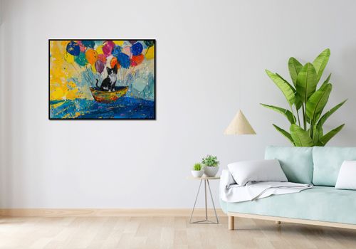 Plakat 100x75cm Kot na Łodzi na Arena.pl