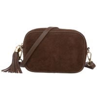 VERA PELLE torebka damska zamszowa listonoszka z paskiem V717 brązowa