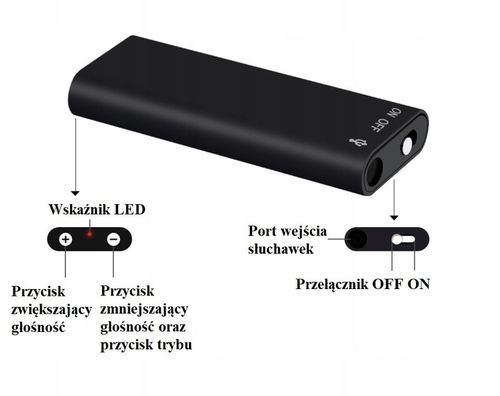 MINI DYKTAFON SZPIEGOWSKI PODSŁUCH DETEKCJA 8 GB na Arena.pl