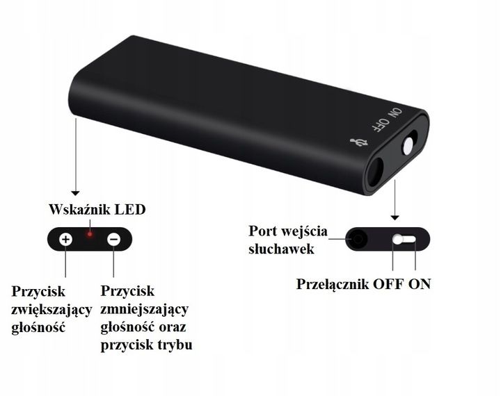 MINI DYKTAFON SZPIEGOWSKI PODSŁUCH DETEKCJA 8 GB zdjęcie 9