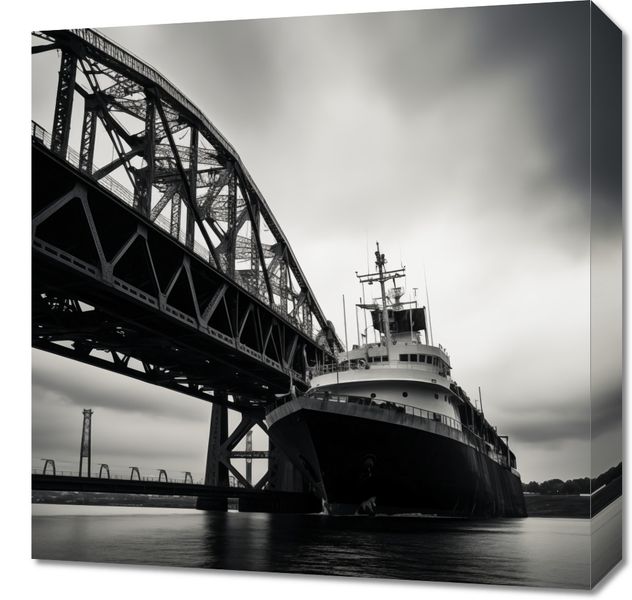 Obraz 50x50cm Statek przy Moście zdjęcie 1