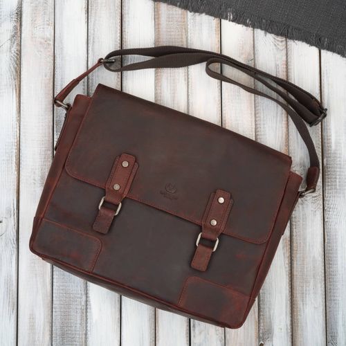 torba skórzana męska na ramię na laptopa brązowa vintage na Arena.pl