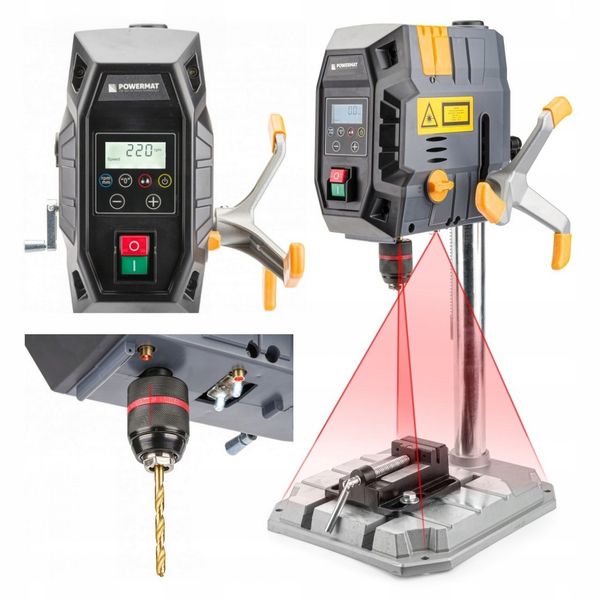 Wiertarka STOŁOWA 1000W imadło 2 biegi LASER zdjęcie 14