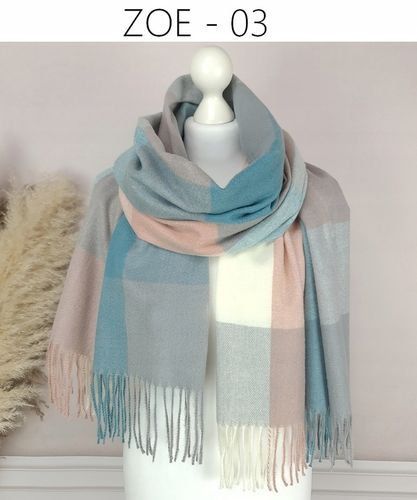 Stylowy CIEPŁY SZAL damski długi DUŻY szalik W MODNĄ KRATĘ JESIENNY, na Arena.pl