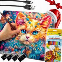 TABLET GRAFICZNY DESKA KREŚLARSKA RYSOWANIA TABLICA LED + KREDKI GRATIS