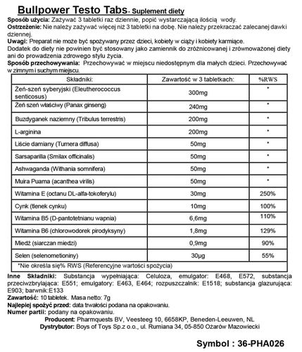 Bull Power Testo Tabs - Stimulating Tablets na Arena.pl