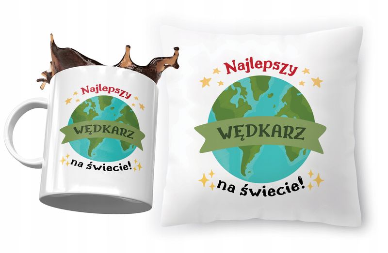 Dla Wędkarza Zestaw Poduszka + Kubek Na Prezent Z Nadrukiem Ze Zdjęciem zdjęcie 1