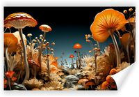 Fototapeta PREMIUM STRUKTURA ZMYWALANA Ceramiczne kwiaty botaniczne grzyby