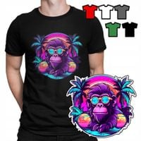 KOSZULKA T-SHIRT MĘSKI WZORY WYBÓR - ZE ZWIERZĘTAMI MAŁPKA MAŁPA - XS