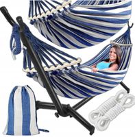 HAMAK FOTEL OGRODOWY STELAZ METALOWY DWUOSOBOWY XXL STOJAK WIELOKOLOROWY