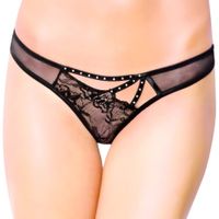 Czarne Ozdobne Figi Damskie SoftLine 2441 S/M