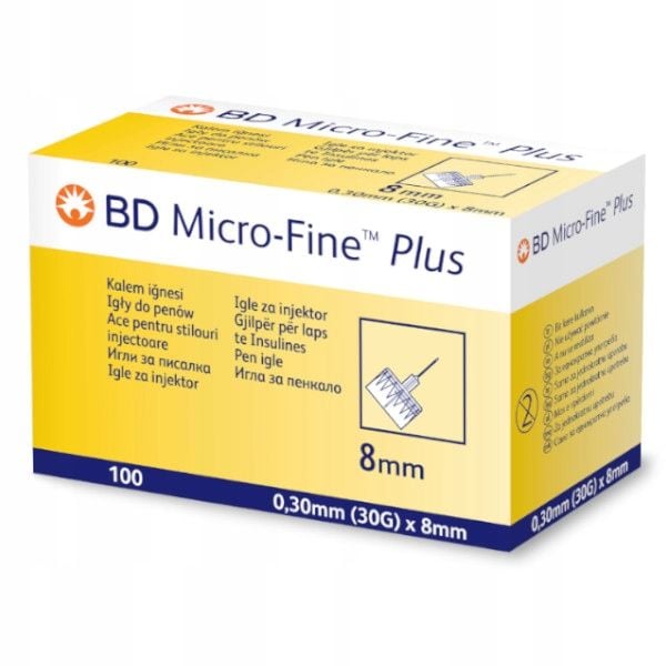 Micro-Fine Plus 30G 0,3 x 8 mm igły insulinowe 100 zdjęcie 2